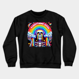 "Everything Sucks" Crying Skeleton Crewneck Sweatshirt